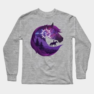 Horse Head Trail Riding Silhouette • Galaxy Long Sleeve T-Shirt